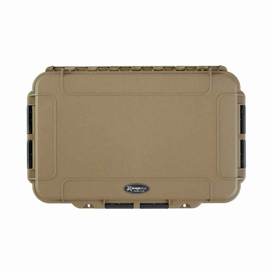 Image of the PANARO PRO CAPTURE004 Sahara Waterproof Organiser Box featuring 4 fixed compartments, designed for outdoor storage.