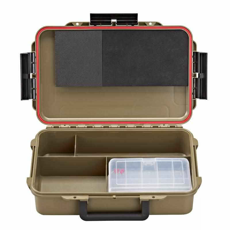 Image of the PANARO PRO CAPTURE004 Sahara Waterproof Organiser Box with 4 fixed compartments, showcasing its open design.