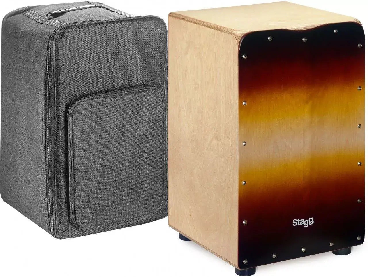 Medium-sized sunburst cajon with gig bag, model Stagg CAJ 50M SB