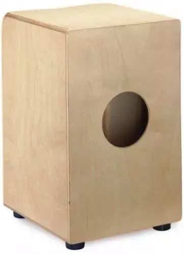 Medium-sized sunburst cajon from Stagg, model CAJ 50M SB, displayed with a gig bag.