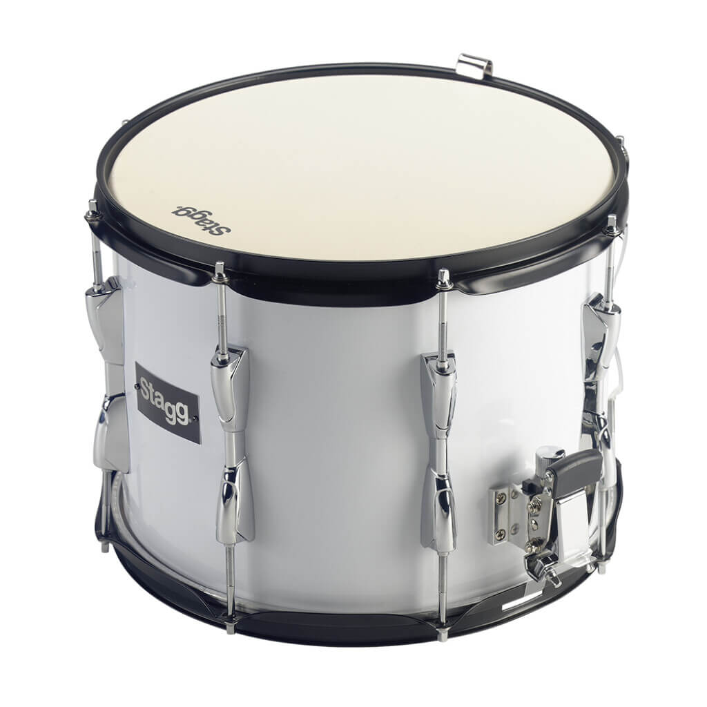 Stagg MASD 1310 Marching Snare Drum, 13 inches by 10 inches, with strap, displayed in a studio setting.