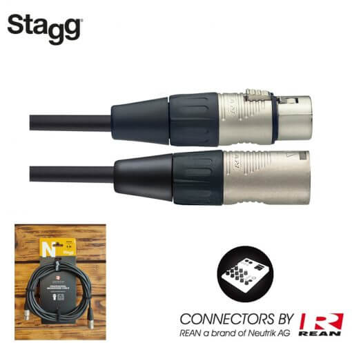 Stagg NMC6R 6m XLR Male to XLR Female Microphone Cable with Rean Connectors