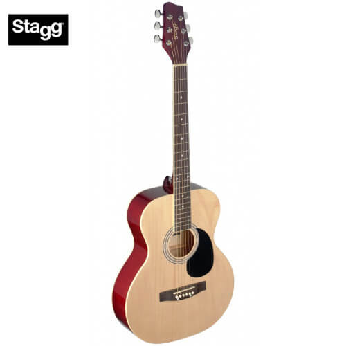 Stagg SA20ACE NAT 4/4 Size Auditorium Cutaway Acoustic-Electric Guitar with Basswood Top in Natural Finish