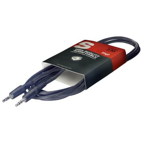 Stagg SAC3MPSMPSB 3m Mini Stereo Audio Cable with 3.5mm TRS to TRS connectors.