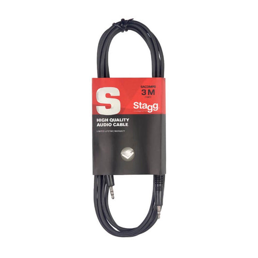 Stagg SAC3MPSMPSB 3m Mini Stereo Audio Cable, featuring 3.5mm TRS to TRS connectors.