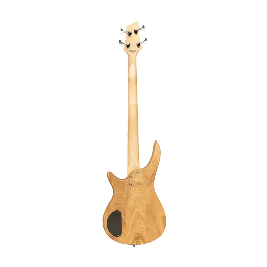 Stagg SBF40 NAT Fusion 40 Satin Finished Electric Bass Guitar in Natural wood finish.