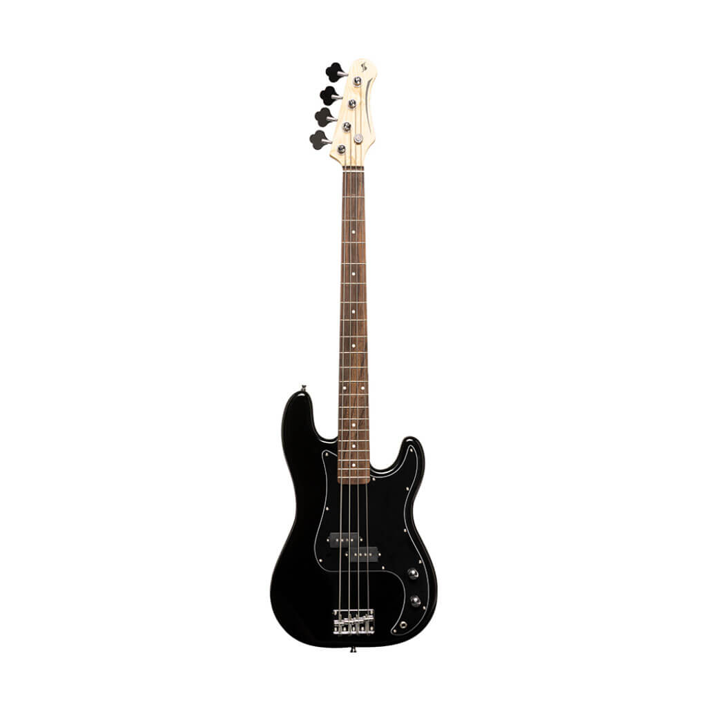 Stagg SBP30 BLK standard 'P' style electric bass guitar in black color.