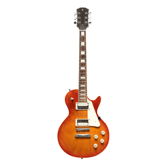 Stagg SELSTD VSB electric guitar with a solid mahogany body in a violin burst finish.