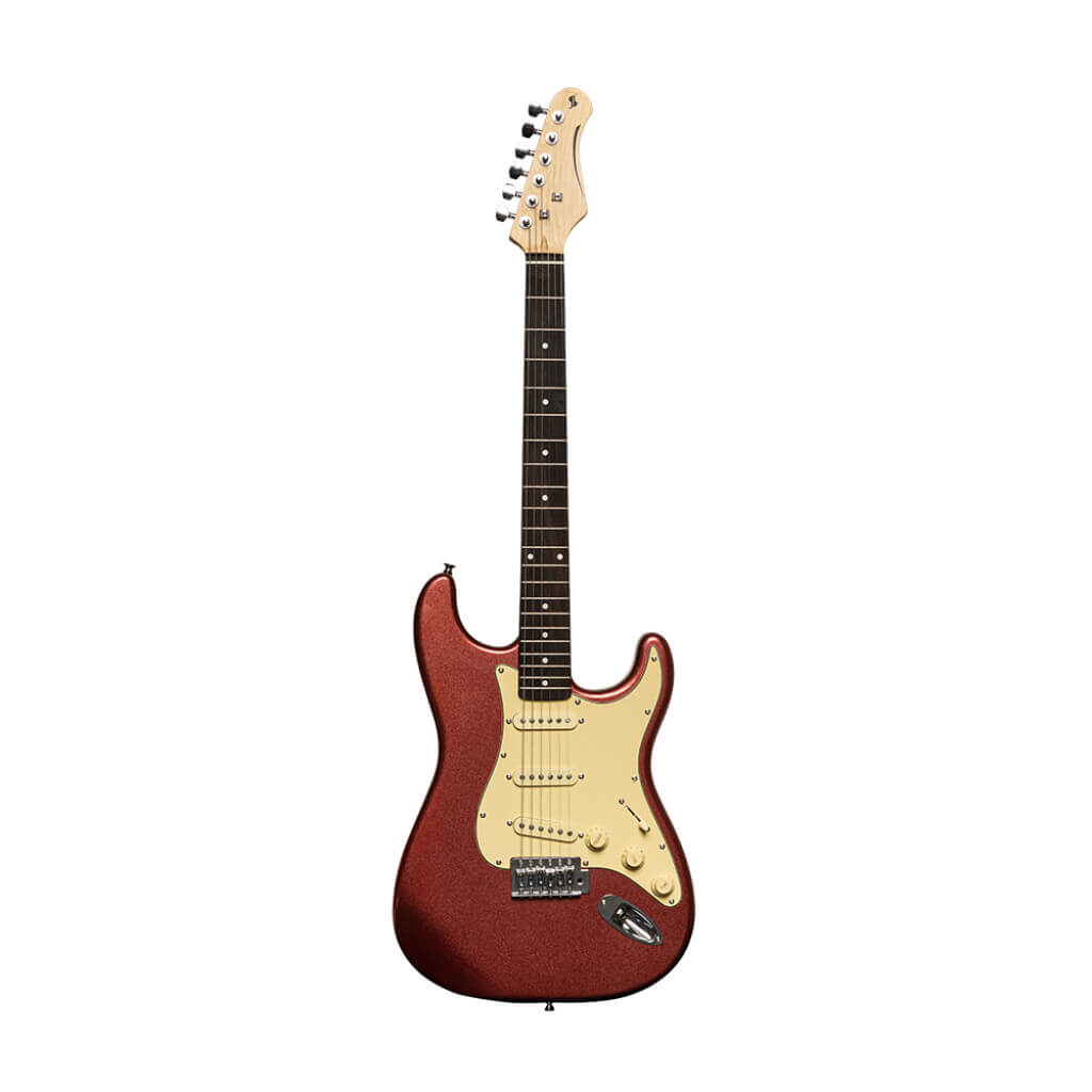 Stagg SES30 CAR Standard 'S' Style Electric Guitar in Candy Apple Red color