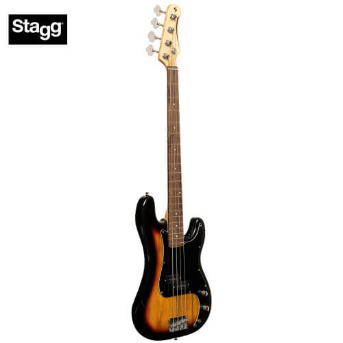 Stagg SES30 SNB electric guitar in sunburst finish, featuring a classic 'S' style design.