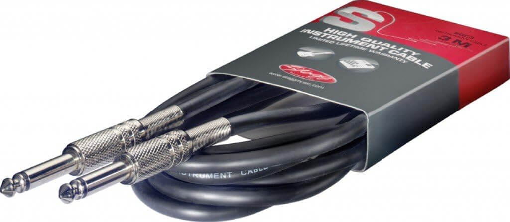 Stagg SGC6 - 6m 1/4" to 1/4" Deluxe Instrument Cable displayed against a white background.