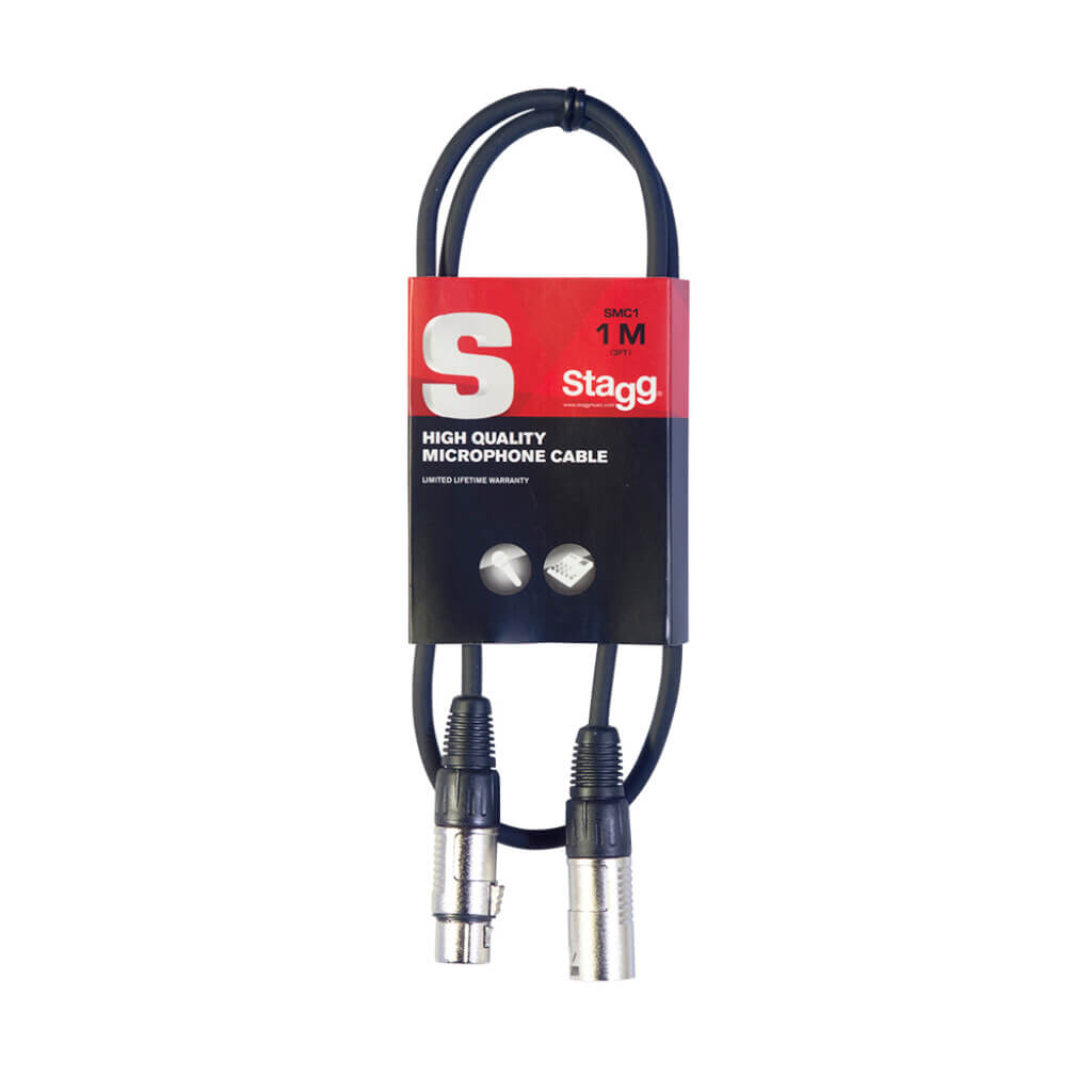 Stagg SMC1 1m XLR Male to XLR Female Microphone Cable in black color.