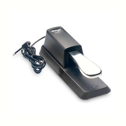 Stagg SUSPED 10 Universal Sustain Pedal for Electronic Piano and Keyboard displayed on a white background.