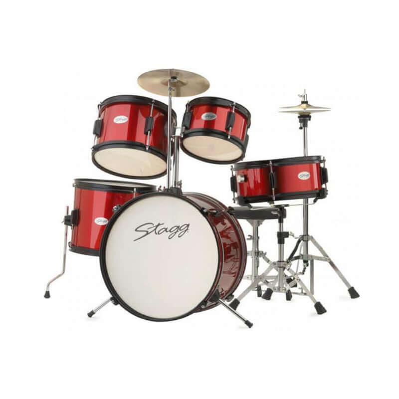 Stagg TIMJR516 RD 5-Piece 16 inch Junior Drum Set in Red with Hardware and Throne
