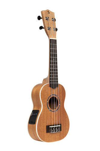 Stagg US 30 E Electric Soprano Mahogany Ukulele with Gigbag displayed in an image.