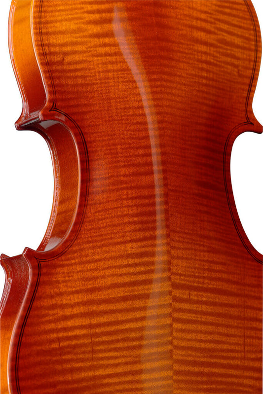 Stagg VN44 L 4/4 size layered tonewood violin displayed with a soft case.