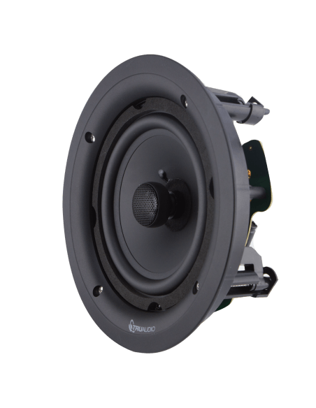 TruAudio PP6 6.5-inch in-ceiling speaker featuring a poly woofer, designed for high-quality sound in a frameless design.