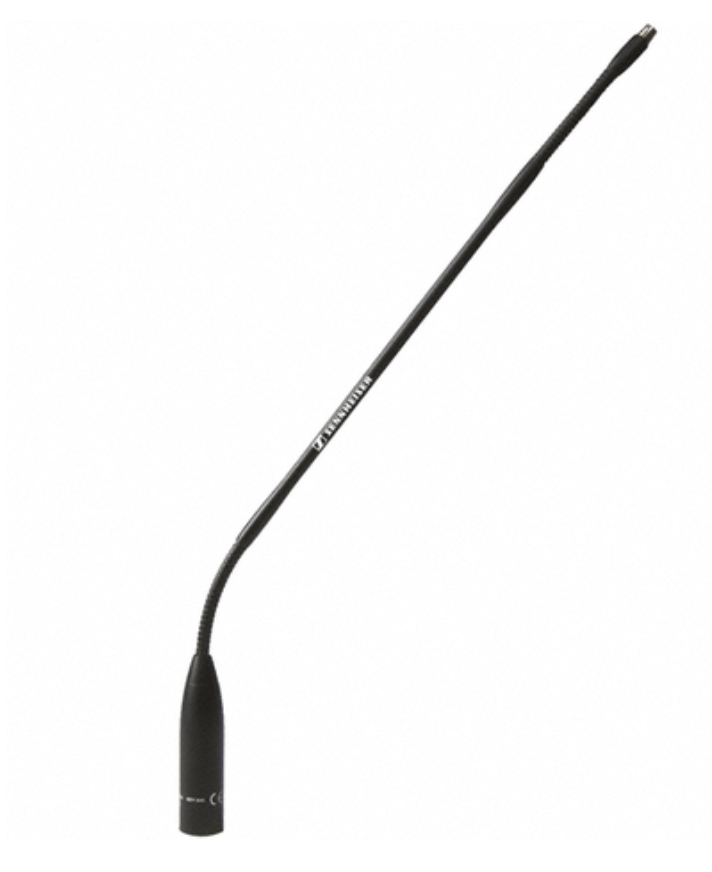 Front view of the Sennheiser MZH 3042 Gooseneck, Matte Black, 400mm, XLR-3, for ME 34/35/36.