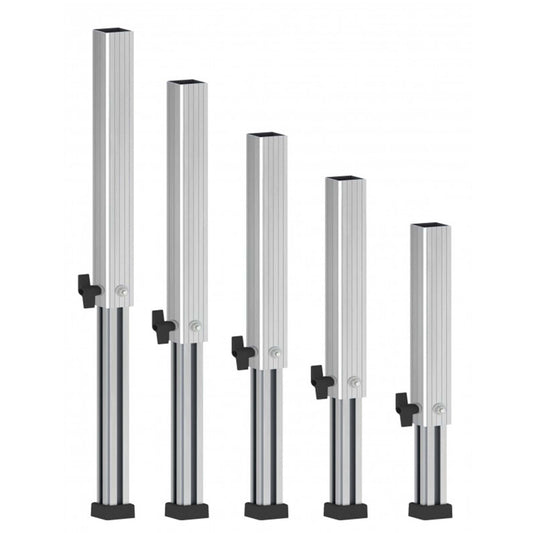 Image of the ALUSTAGE TLE-06/SCA06 telescopic leg, adjustable from 600mm to 1000mm, designed for staging use.