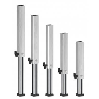 ALUSTAGE W.TLE-08 Telescopic Leg, adjustable stage support ranging from 800mm to 1400mm, shown in a detailed image.