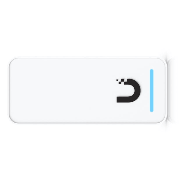 Ubiquiti UniFi Access Reader G3 in white, displaying its elegant design from a different angle.