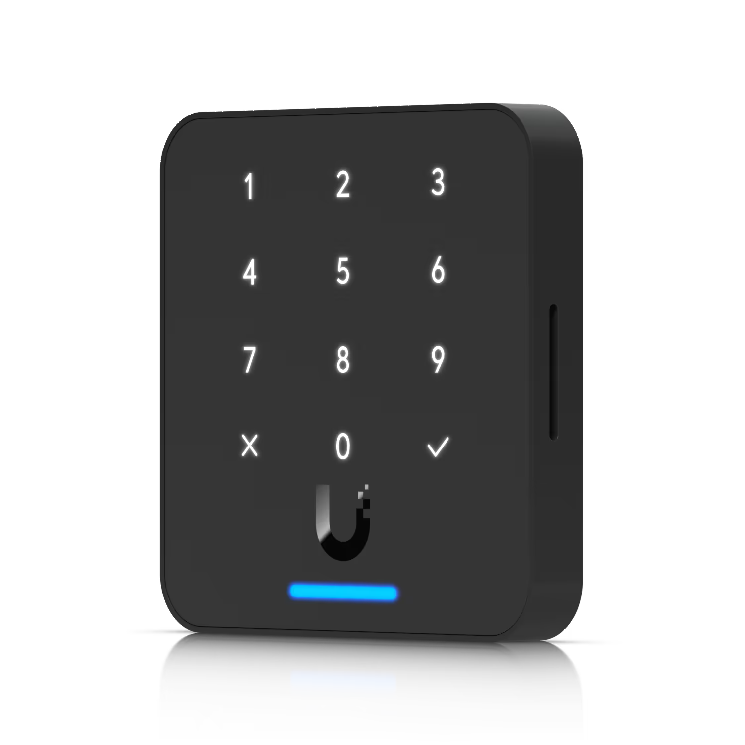 Ubiquiti UniFi Access Reader Flex Black with a hand demonstrating its use.