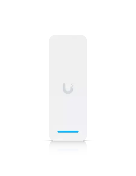Ubiquiti UniFi Access Ultra Reader and Hub captured in a medium angle, emphasizing its compact size and advanced access control capabilities.