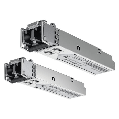 Ubiquiti Multi Mode 1.25G LC SFP 850nm 550m module displayed from above.