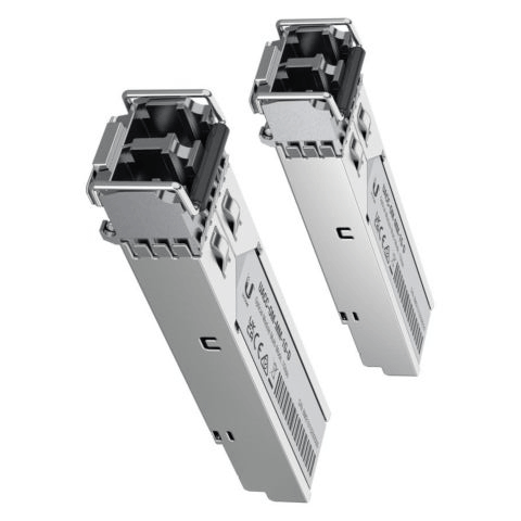 Ubiquiti Multi Mode 1.25G LC SFP 850nm 550m module shown from a different angle.