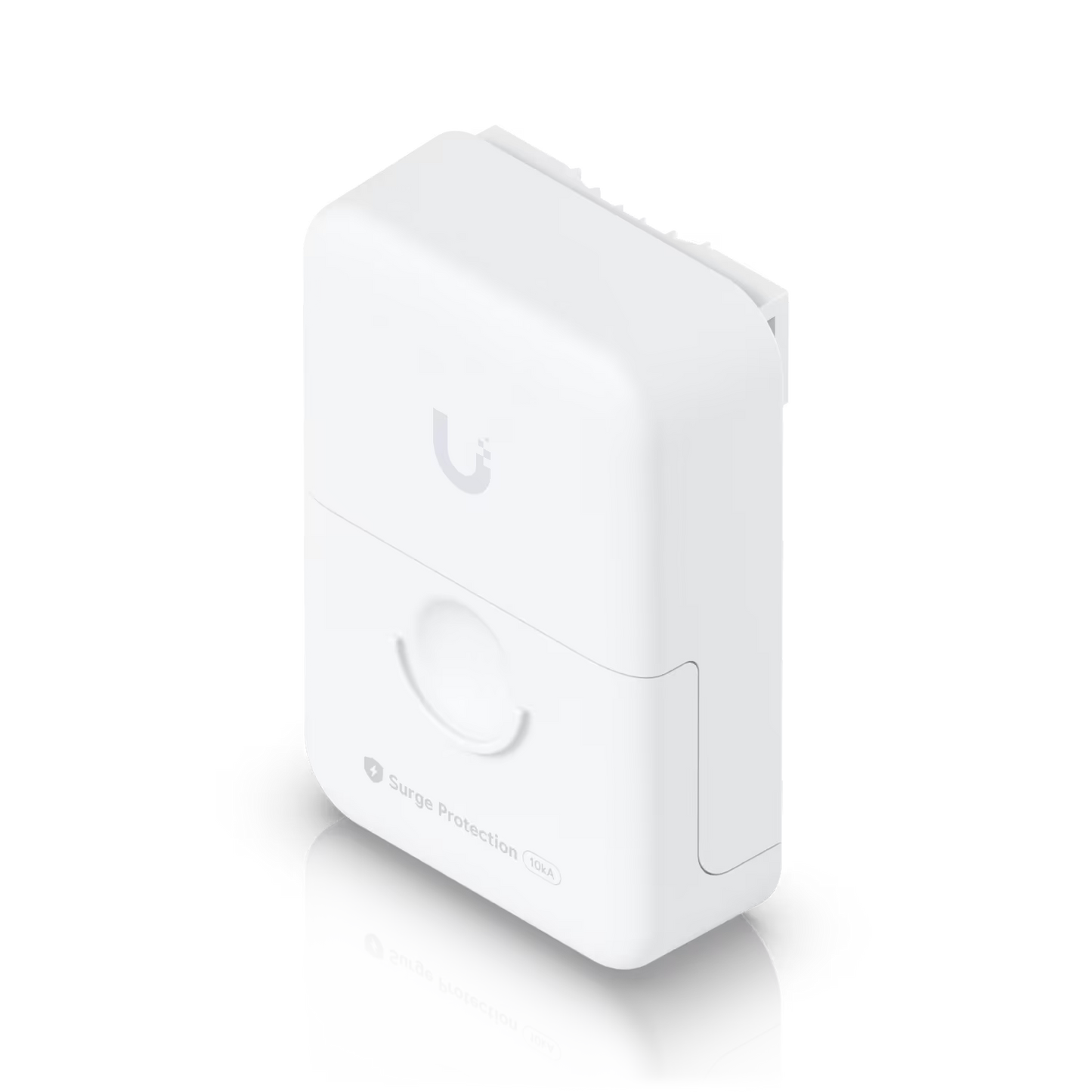 Back view of the Ubiquiti Grounded Ethernet Surge Protector highlighting the connection ports.