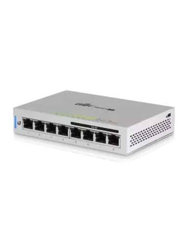 Ubiquiti UniFi 8-Port Non-PoE Switch with eight Ethernet ports for network connectivity.