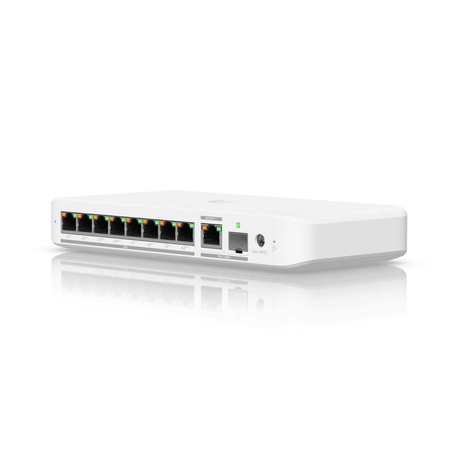 Ubiquiti UniFi Switch FLEX featuring 8 ports of 2.5GbE and a 10GbE uplink, designed for high-performance networking.