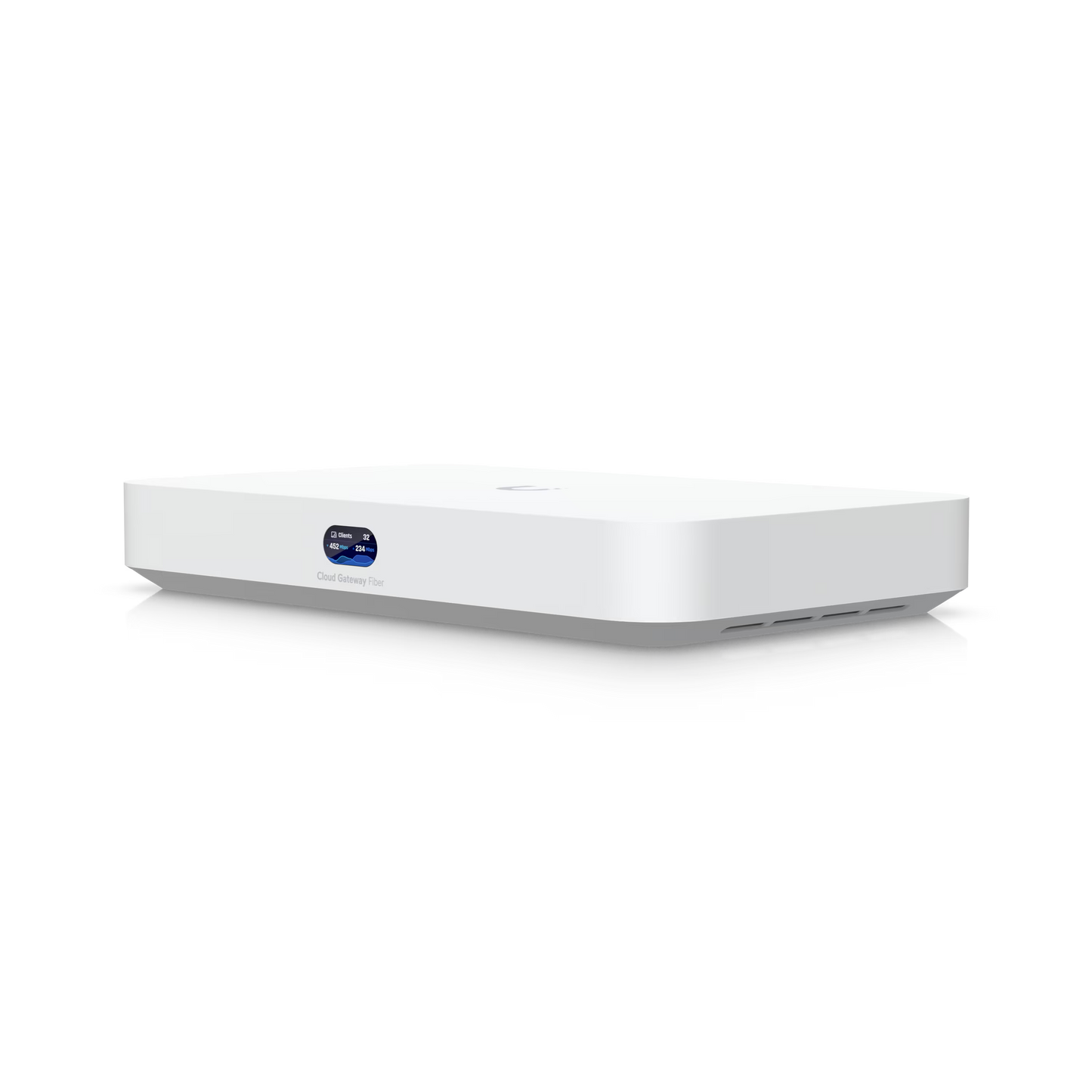 Side view of Ubiquiti 10G Multi-WAN UniFi Cloud Gateway Fiber demonstrating its compact design.