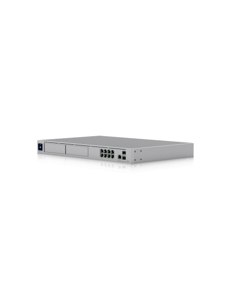 Ubiquiti UniFi Dream Machine Pro Max with 8 ports, close-up of the ports and interfaces.