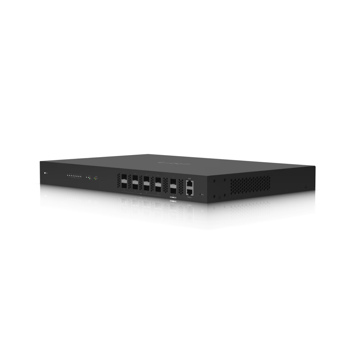 Rear view of the Ubiquiti UISP Fiber GPON OLT showcasing the SFP+ ports.