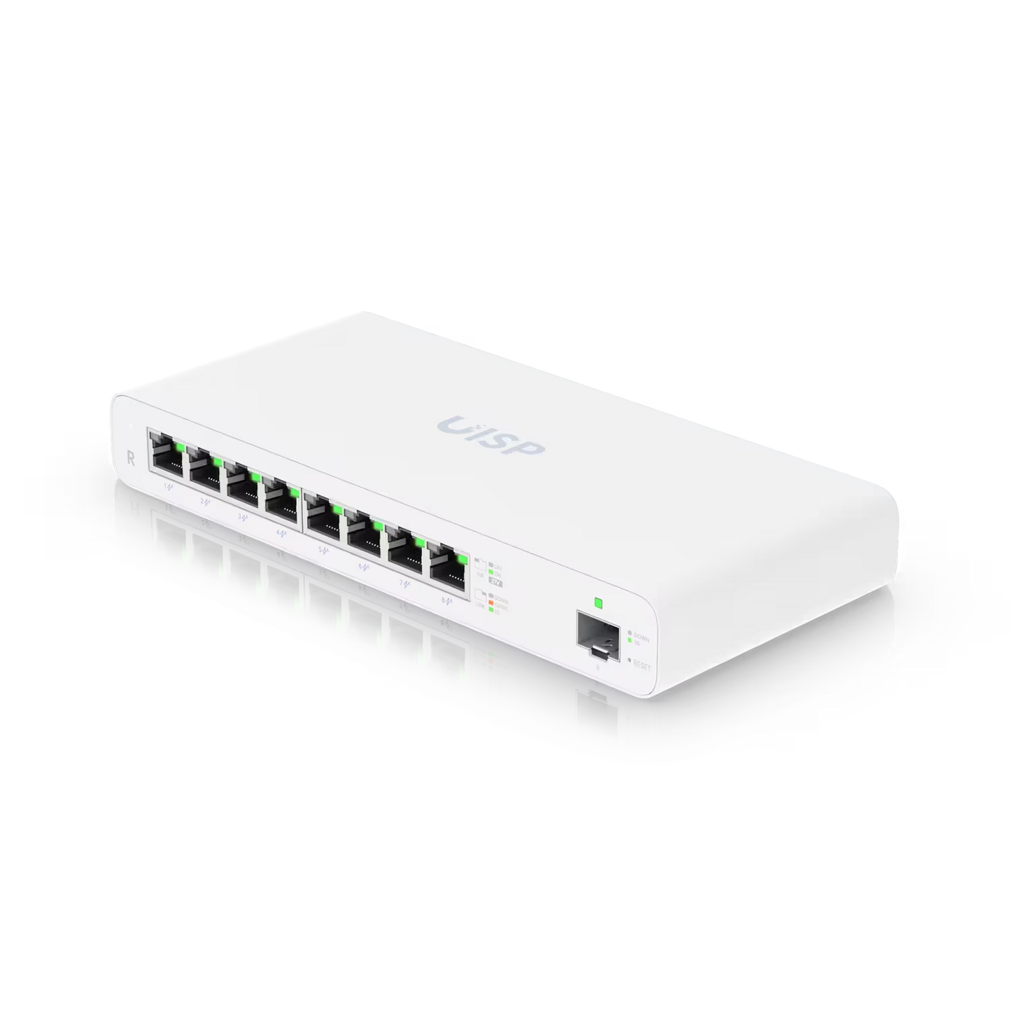 Front view of the Ubiquiti UISP Router 8 Port Gigabit PoE 110W 1SFP.