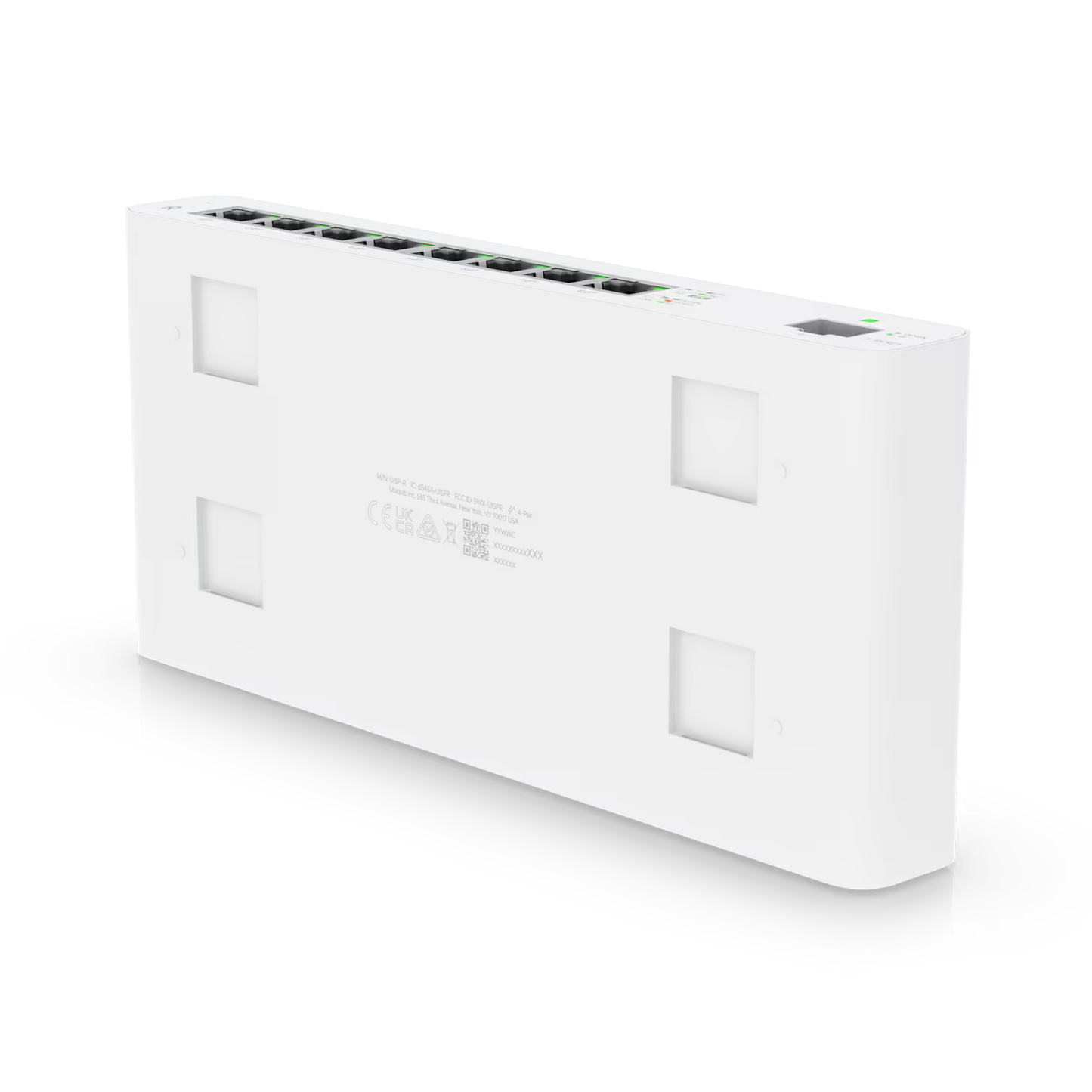 Ubiquiti UISP Router 8 Port Gigabit PoE 110W 1SFP installed in a network rack.