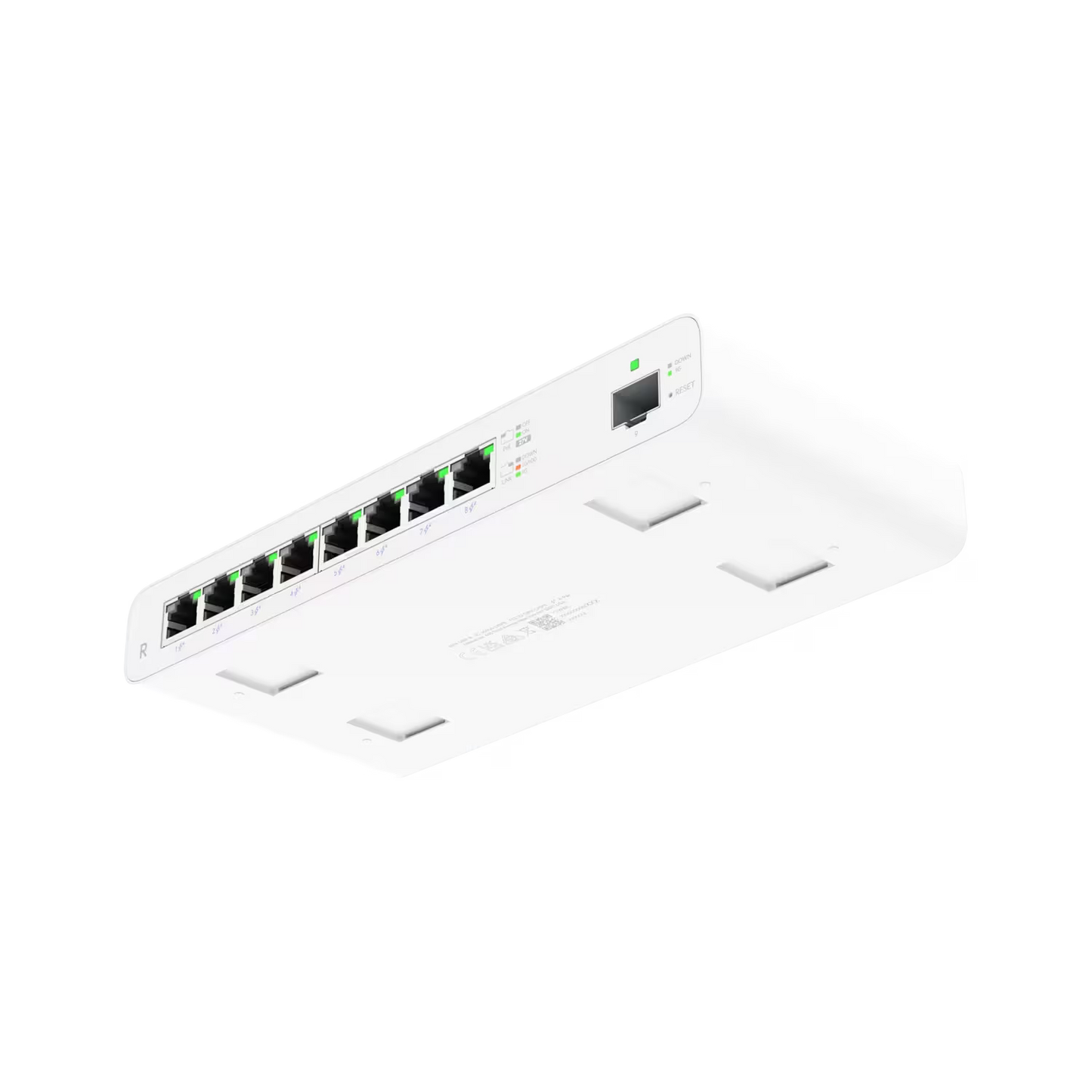 Side view of the Ubiquiti UISP Router 8 Port Gigabit PoE 110W 1SFP.