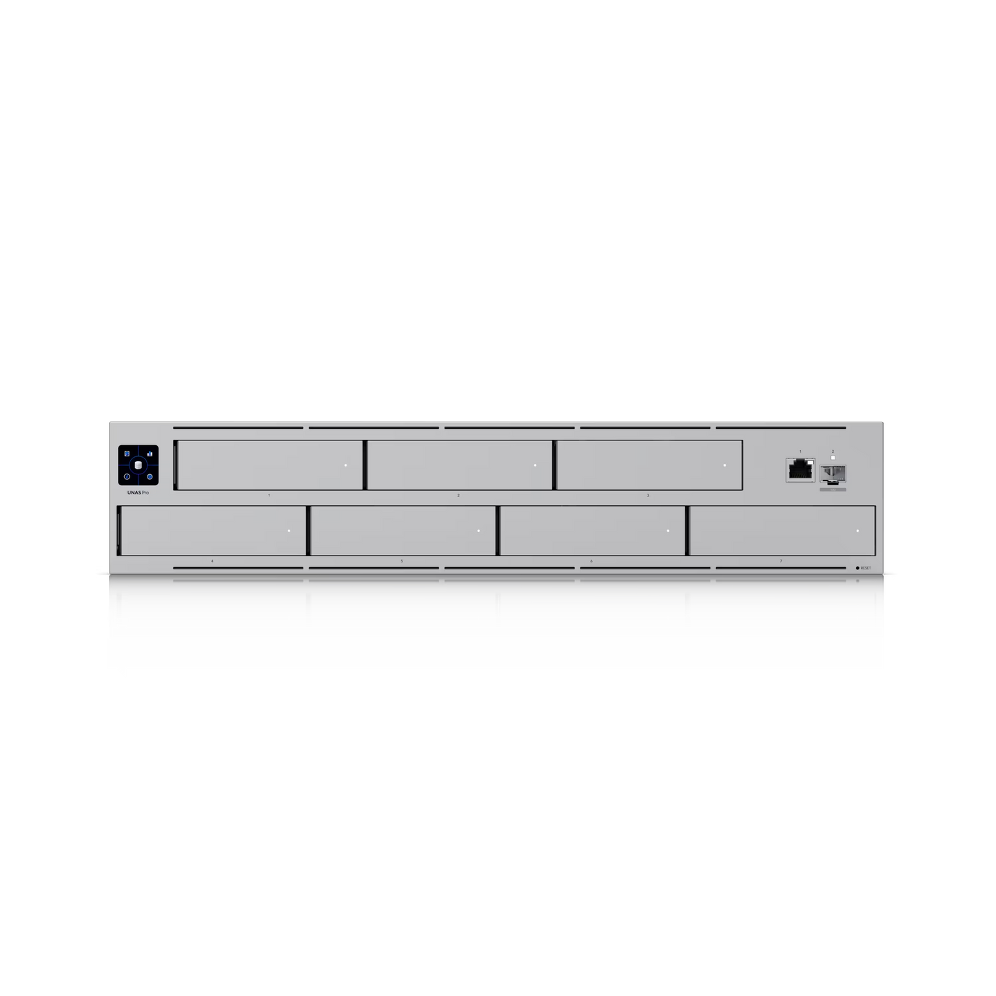 Rear view of the Ubiquiti UniFi NAS Pro 2U highlighting the connectivity options and cooling vents.
