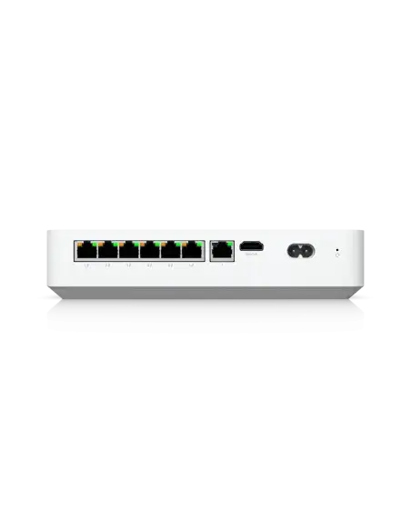 Side angle of the Ubiquiti UniFi Protect Network Video Recorder Instant highlighting its compact design and connectivity options.