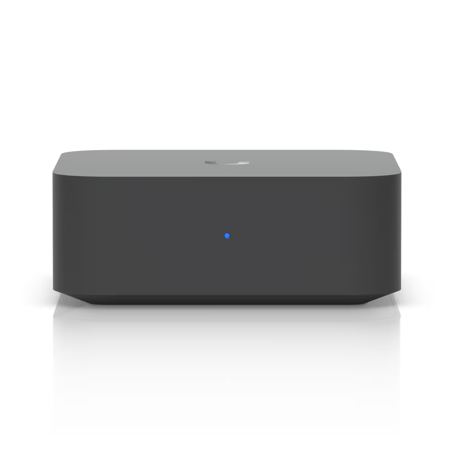 Ubiquiti UniFi PoE Audio Port Audio Streamer installed in a modern office environment, demonstrating its integration into audio systems.