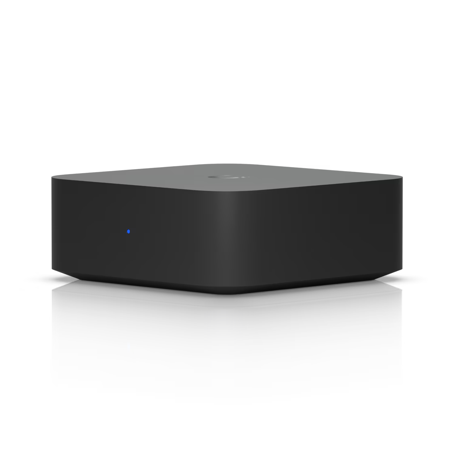 Side view of the Ubiquiti UniFi PoE Audio Port Audio Streamer, displaying its compact size and build quality.