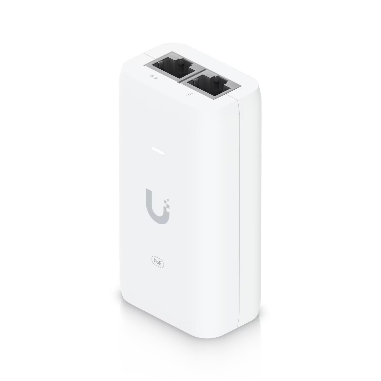 Front view of Ubiquiti Gigabit PoE Adapter 48V 15W with no cable.