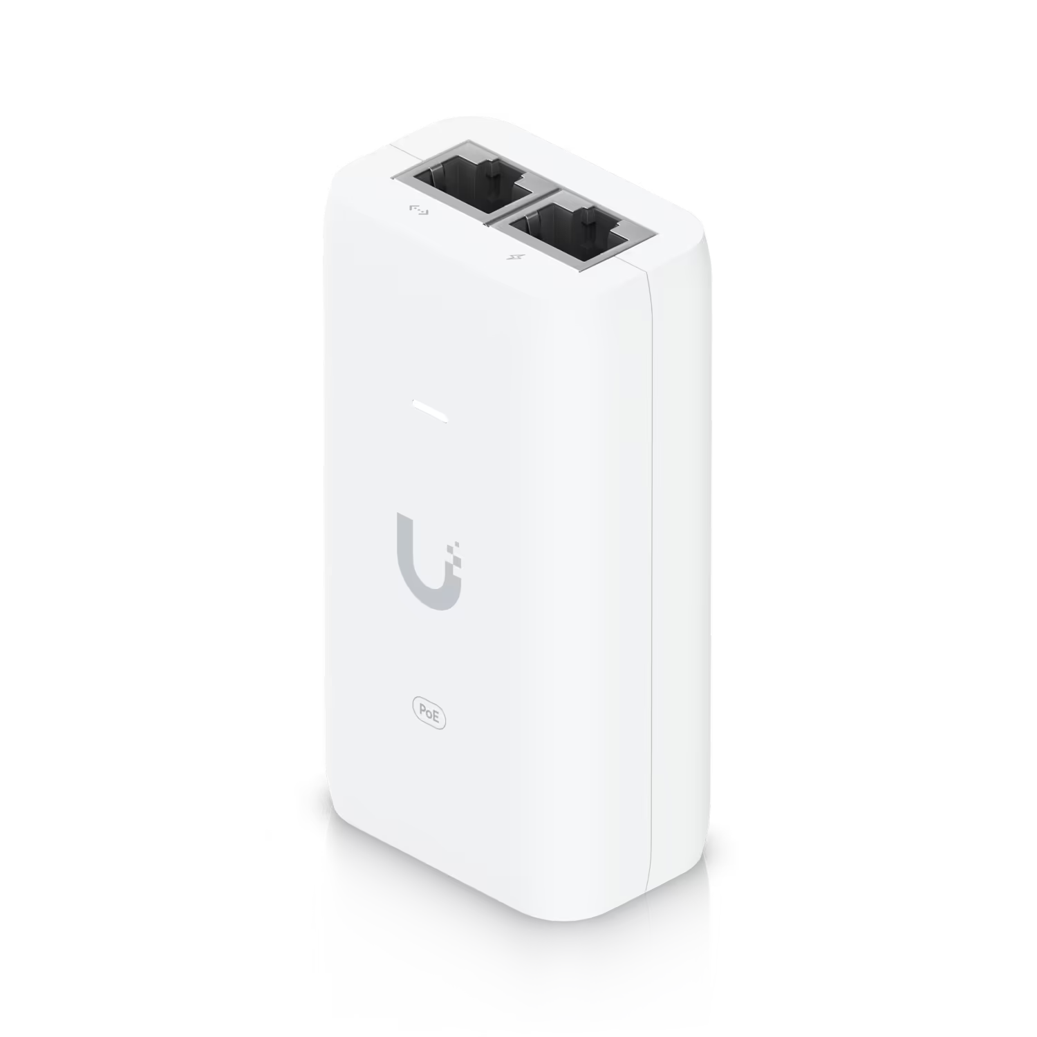 Front view of Ubiquiti Gigabit PoE Adapter 48V 15W with no cable.
