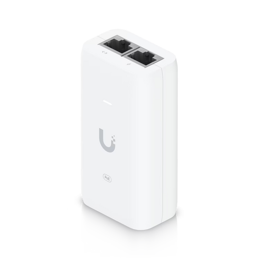 Front view of Ubiquiti Gigabit PoE Adapter 48V 15W with no cable.