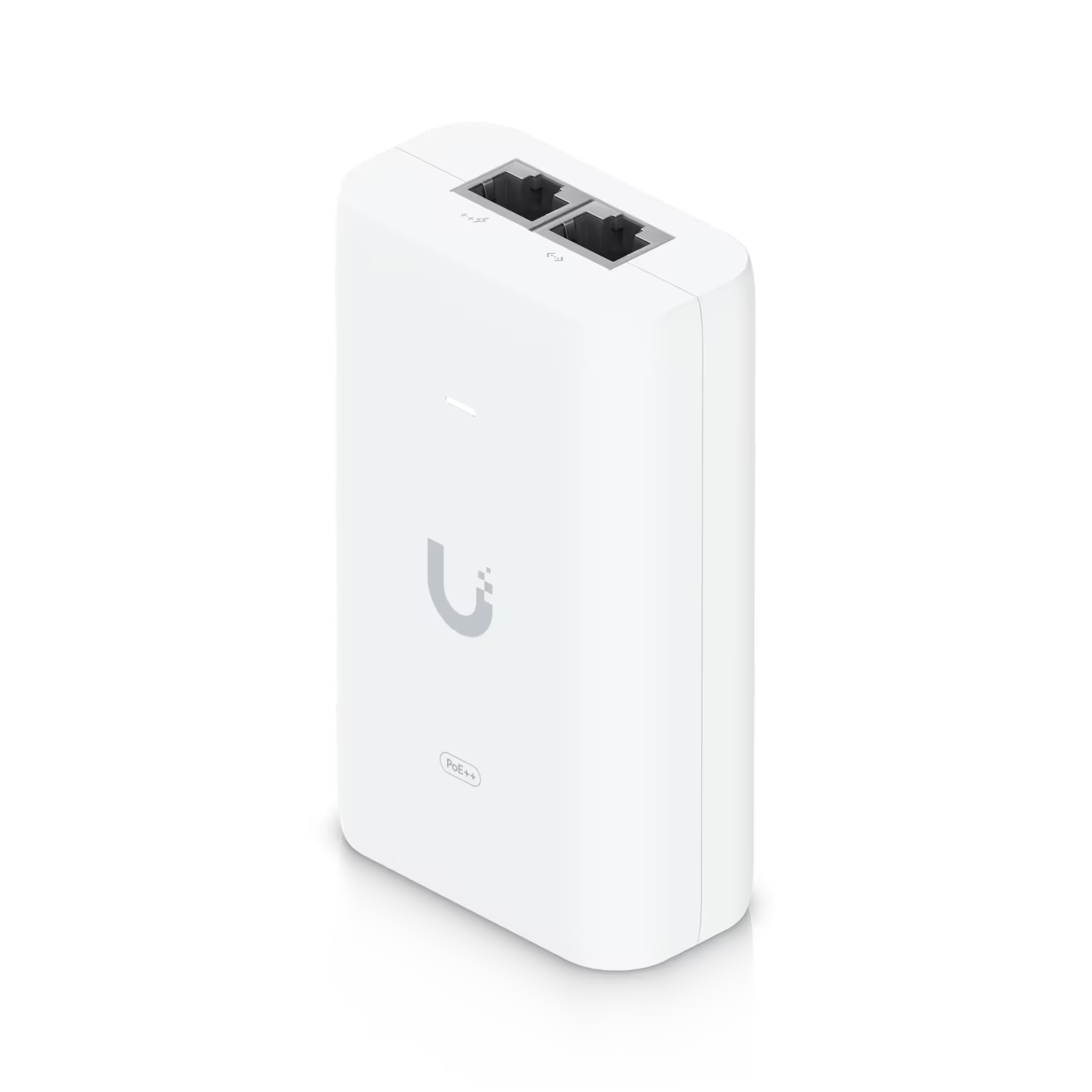 Front view of the Ubiquiti Gigabit PoE Adapter 48V 60W, showcasing the design and ports.