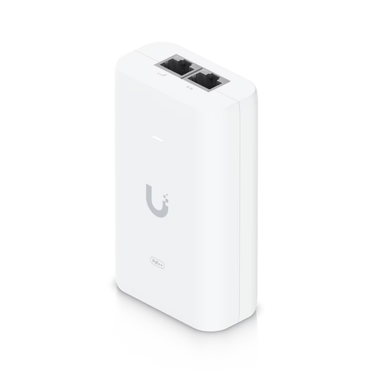 Front view of the Ubiquiti Gigabit PoE Adapter 48V 60W, showcasing the design and ports.