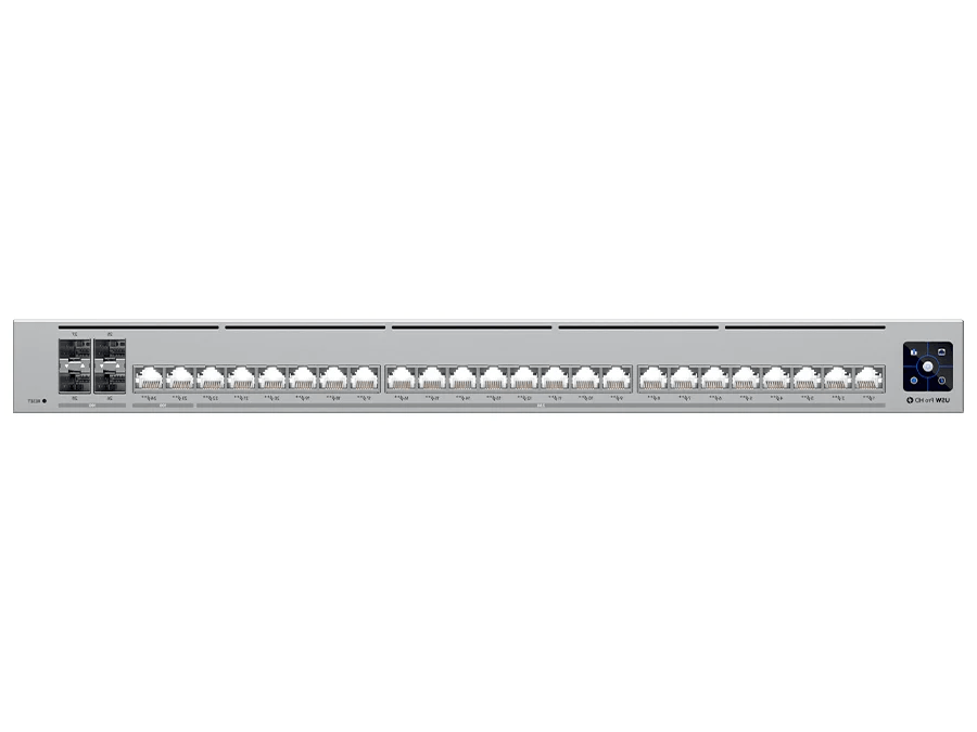 Flipped view of Ubiquiti UniFi Pro HD Switch highlighting the port arrangement.