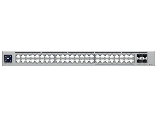 Front view of the Ubiquiti UniFi Pro Max Switch 48 with 32PoE and 16x 2.5Gbps PoE++ 720W.
