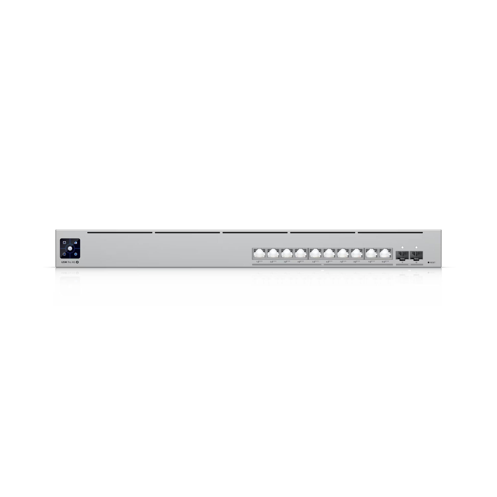 Back view of the Ubiquiti UniFi Pro XG Switch displaying power connections and cooling vents.